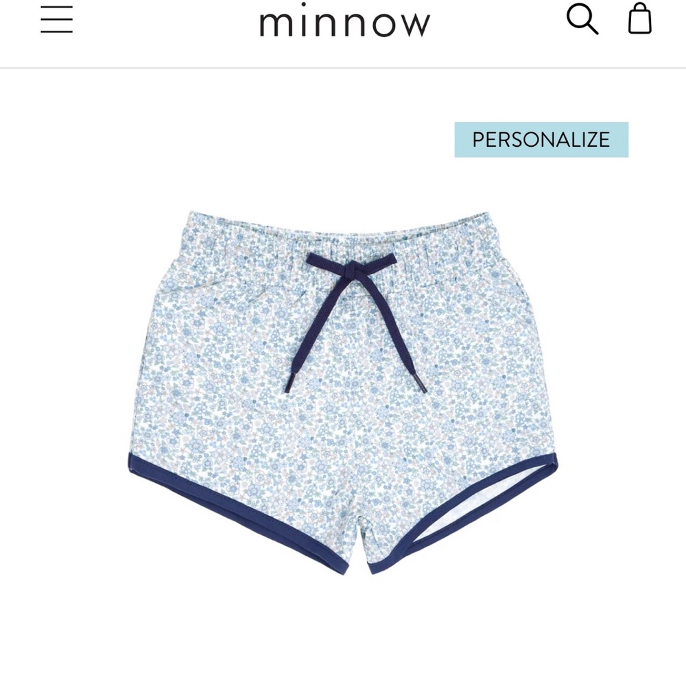 Minnow 3/4T blouse blue flower swim trunks